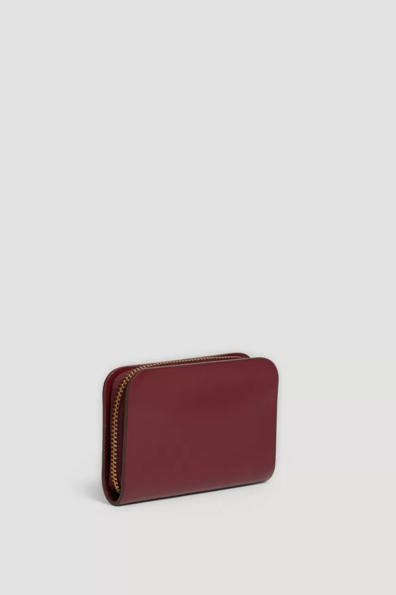 Burgundy leather wallet - MINI WALLET | | Gerard Darel New