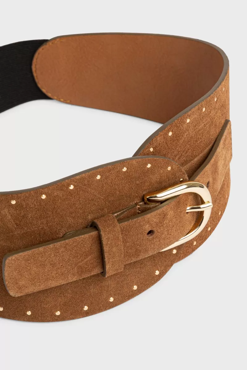 Camel velvet leather corset belt - OLYMPE | | Gerard Darel Flash Sale