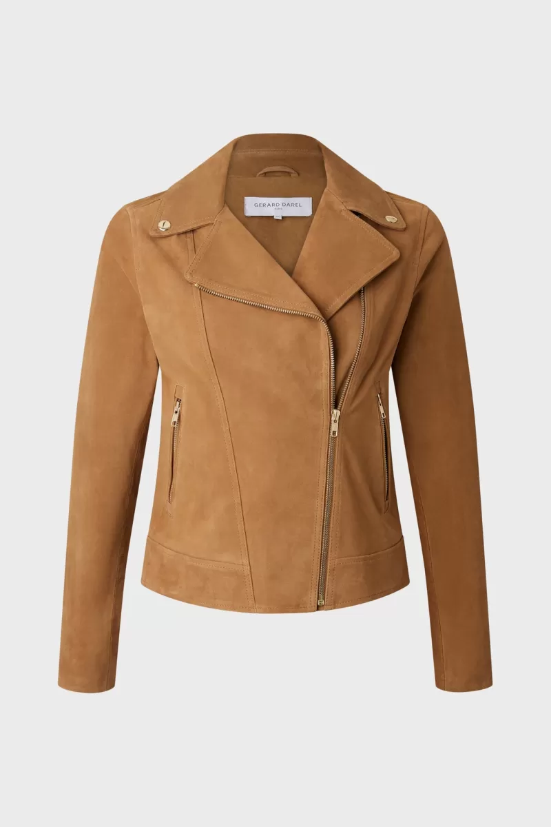 Caramel suede biker jacket - MAUD | | Gerard Darel Best Sale