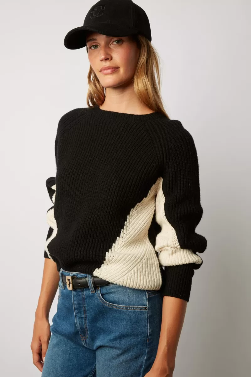 Chunky color block wool blend sweater - LIBBY | Gerard Darel Fashion