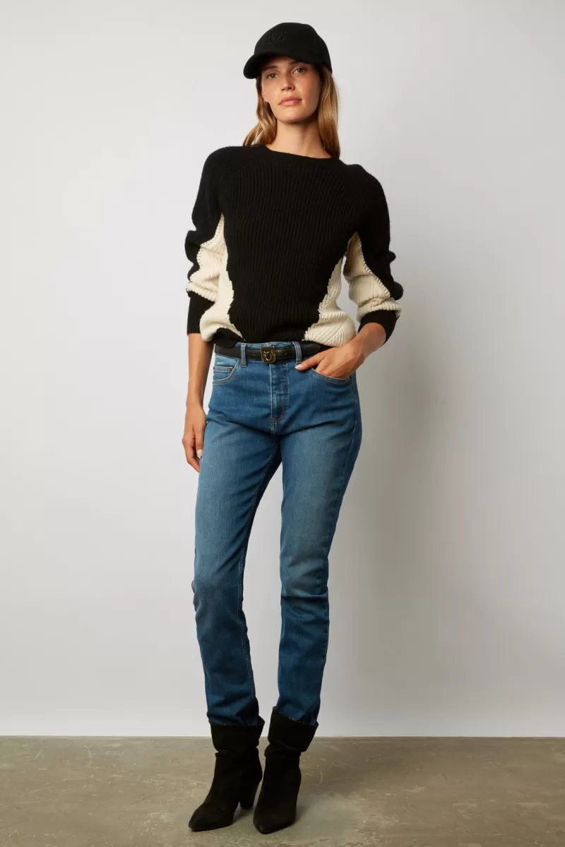 Chunky color block wool blend sweater - LIBBY | Gerard Darel Fashion
