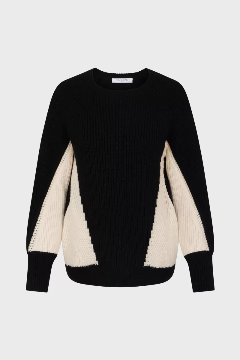 Chunky color block wool blend sweater - LIBBY | Gerard Darel Fashion