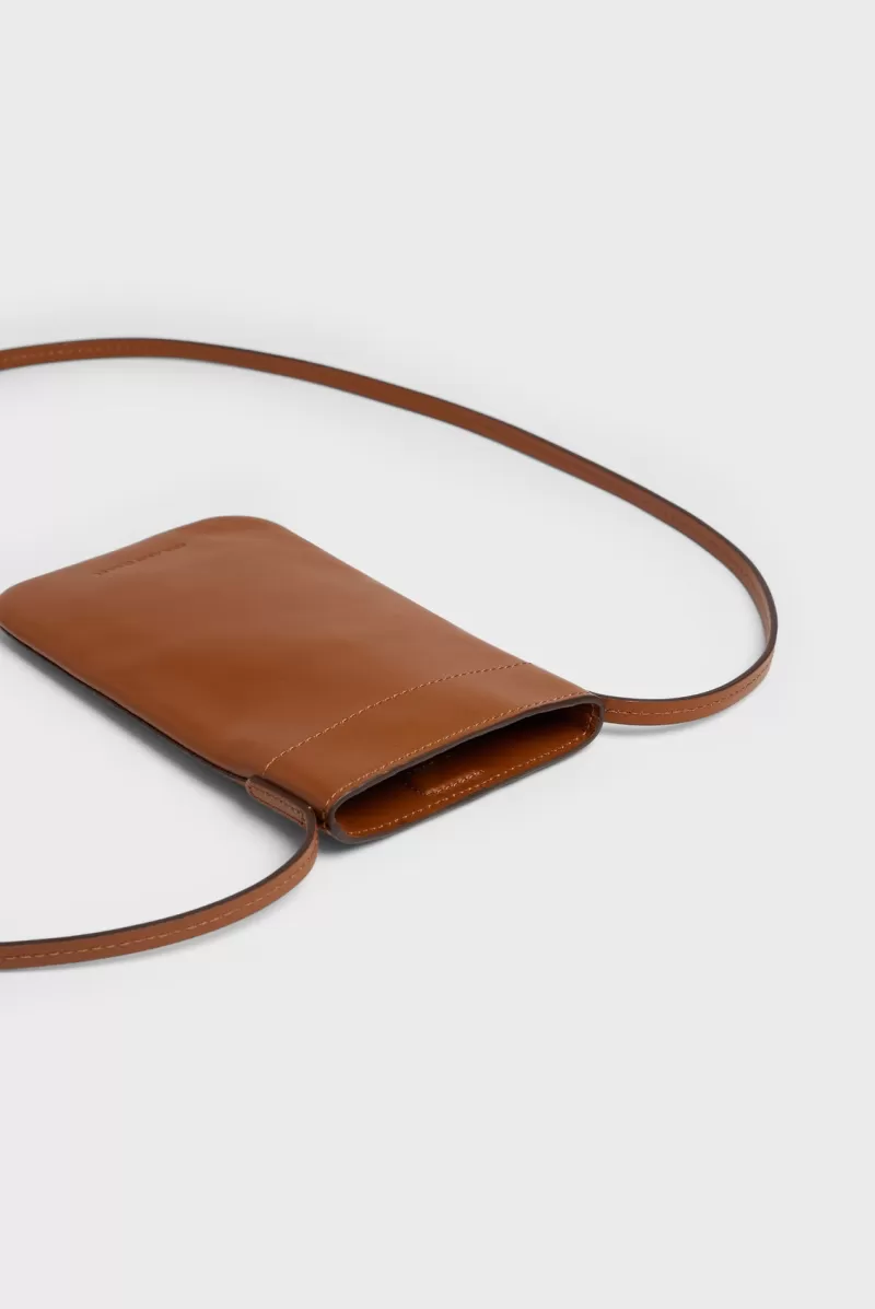 Cognac leather phone holder - LADYPHONE | | Gerard Darel Shop