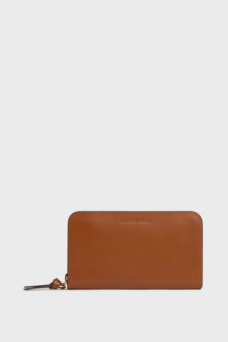 Cognac smooth leather wallet - WALLET | | Gerard Darel Online