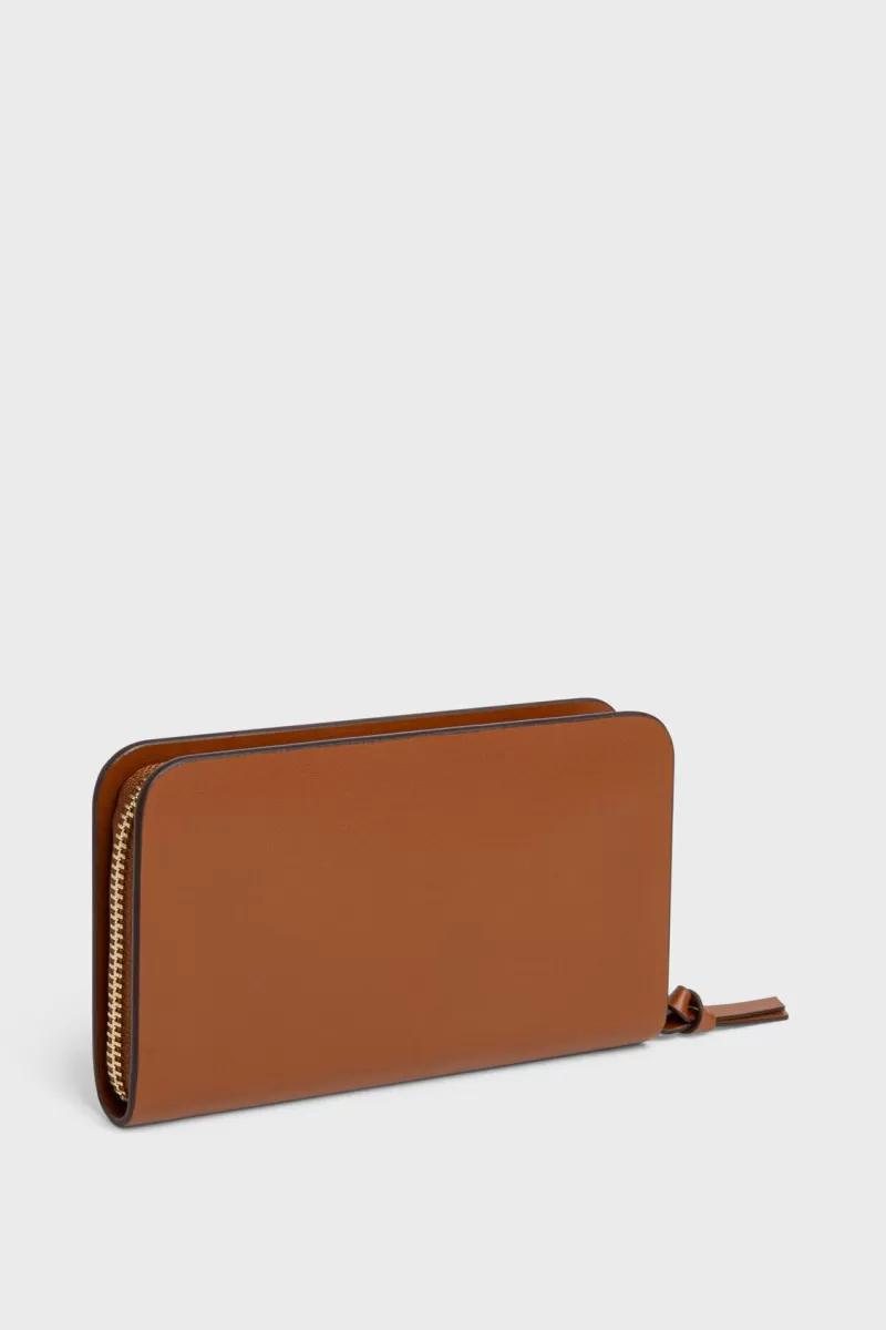 Cognac smooth leather wallet - WALLET | | Gerard Darel Online