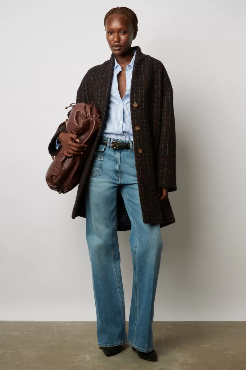 Collarless check coat - SIBELLE | Gerard Darel Shop