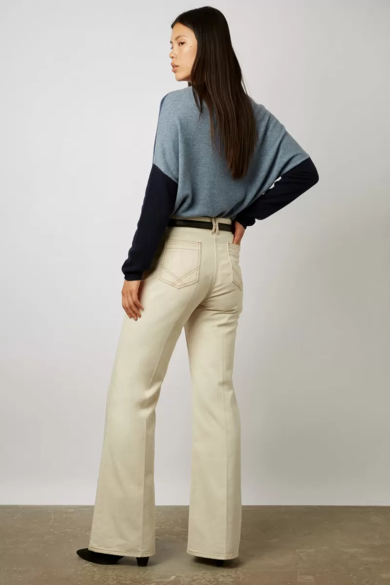 Color block cashmere round neck sweater  - LOVANA | Gerard Darel Discount