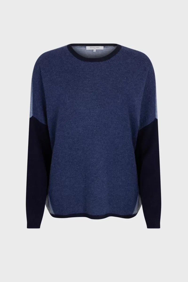 Color block cashmere round neck sweater  - LOVANA | Gerard Darel Discount