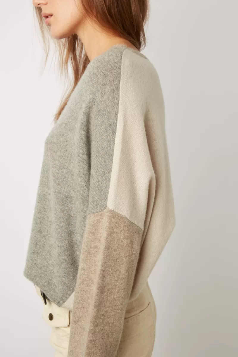 Color block cashmere round neck sweater - LOVANA | Gerard Darel New