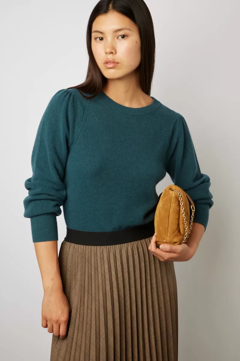Fitted wool sweater with fancy details - LEONORA | Gerard Darel Store