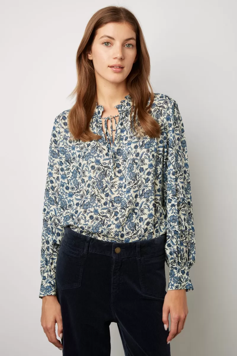 Floral blouse with stand up collar - CECILE | Gerard Darel Best