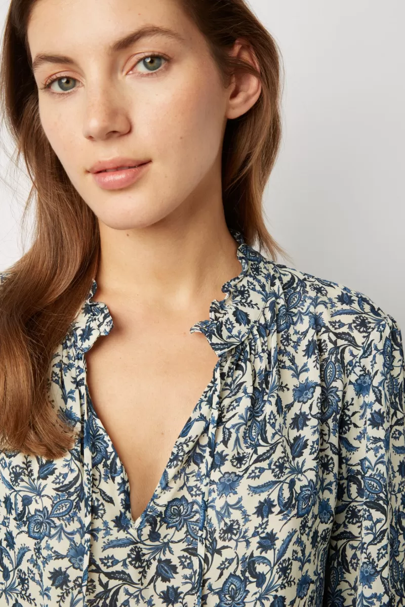 Floral blouse with stand up collar - CECILE | Gerard Darel Best