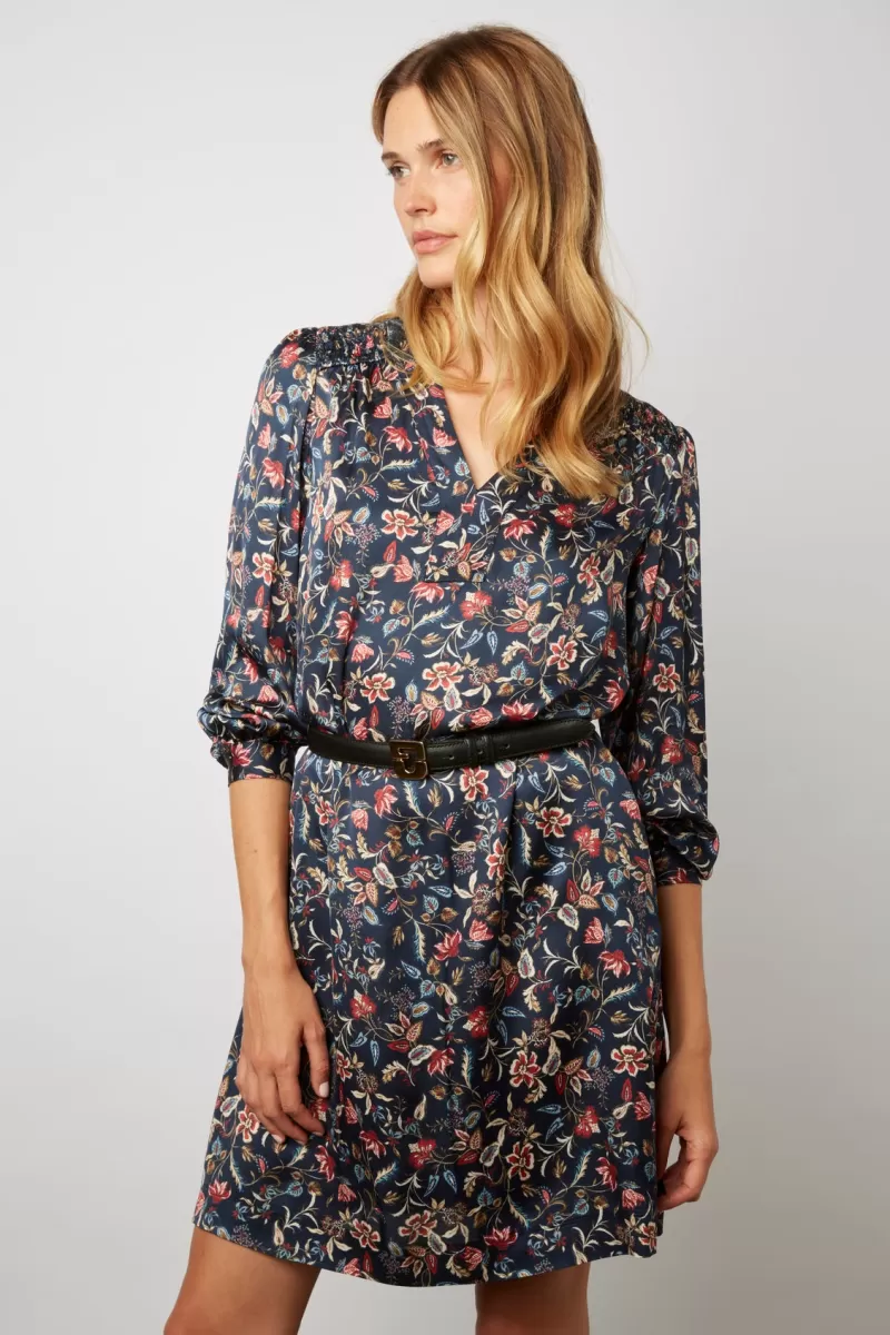 Floral print straight mini dress - JEMY | Gerard Darel Sale