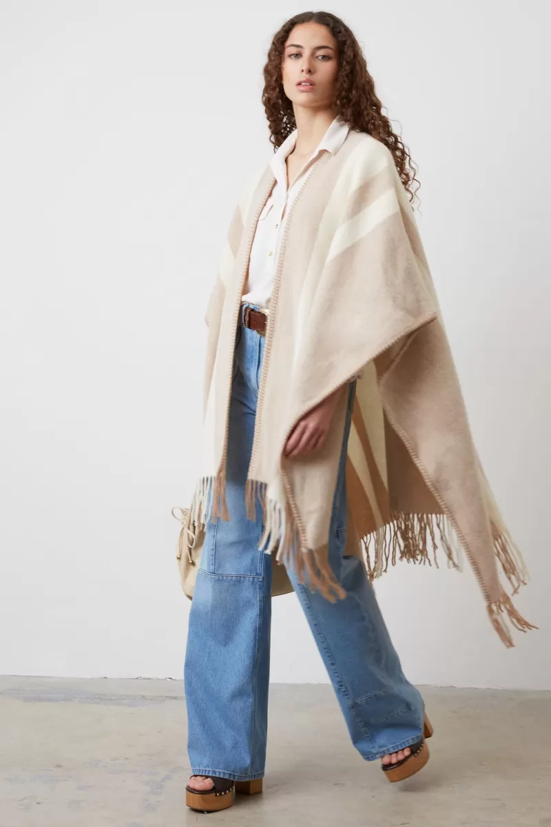 Fringed striped poncho - GEORGIA | Gerard Darel Fashion