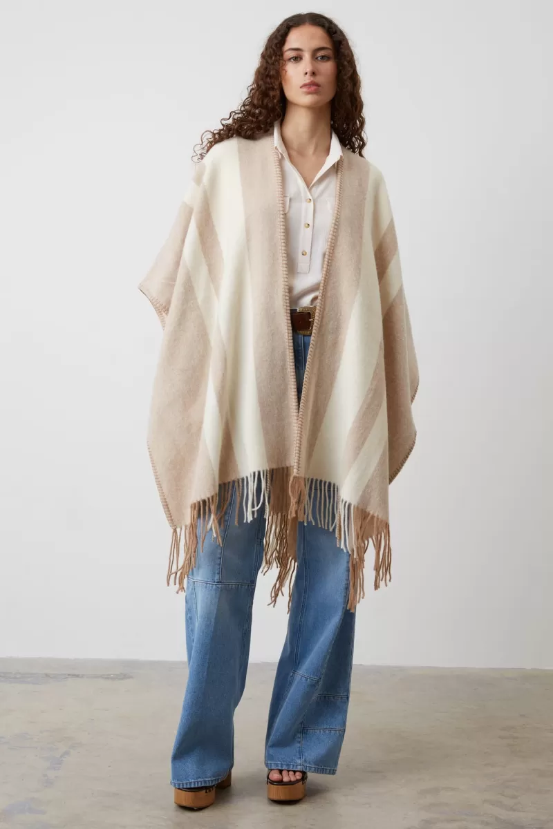 Fringed striped poncho - GEORGIA | Gerard Darel Fashion