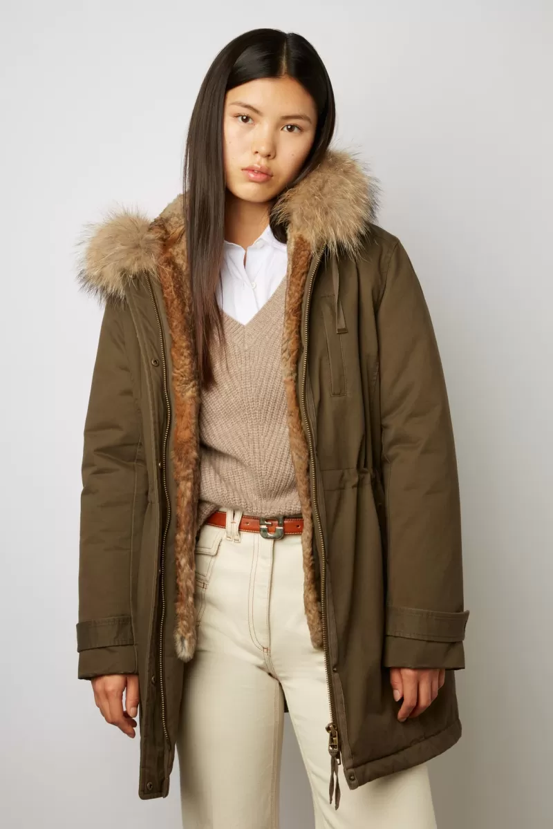 Hooded cotton parka with removable fur - SAPHORA | Gerard Darel Shop