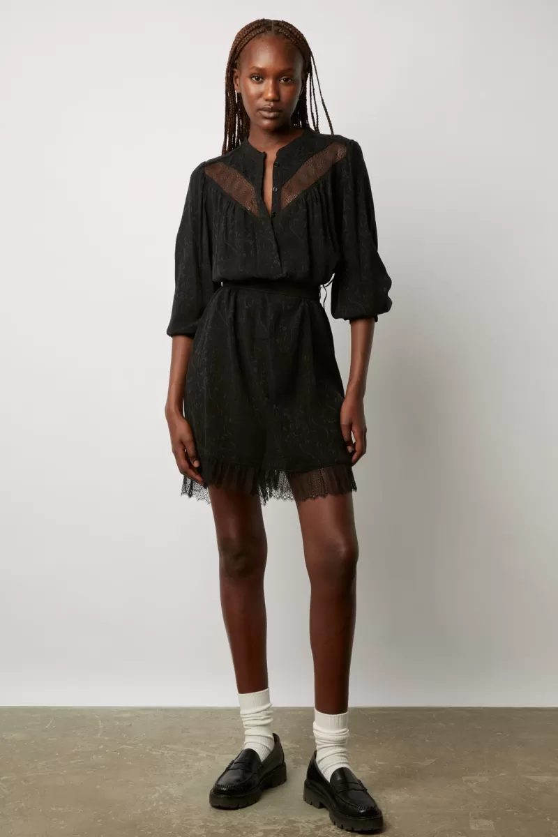 Jacquard mini dress with lace appliqué - JOSY | Gerard Darel Shop