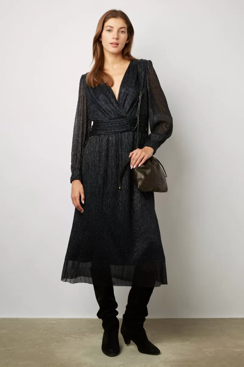 Lamé evening wrap dress - JOSIAH | Gerard Darel Shop