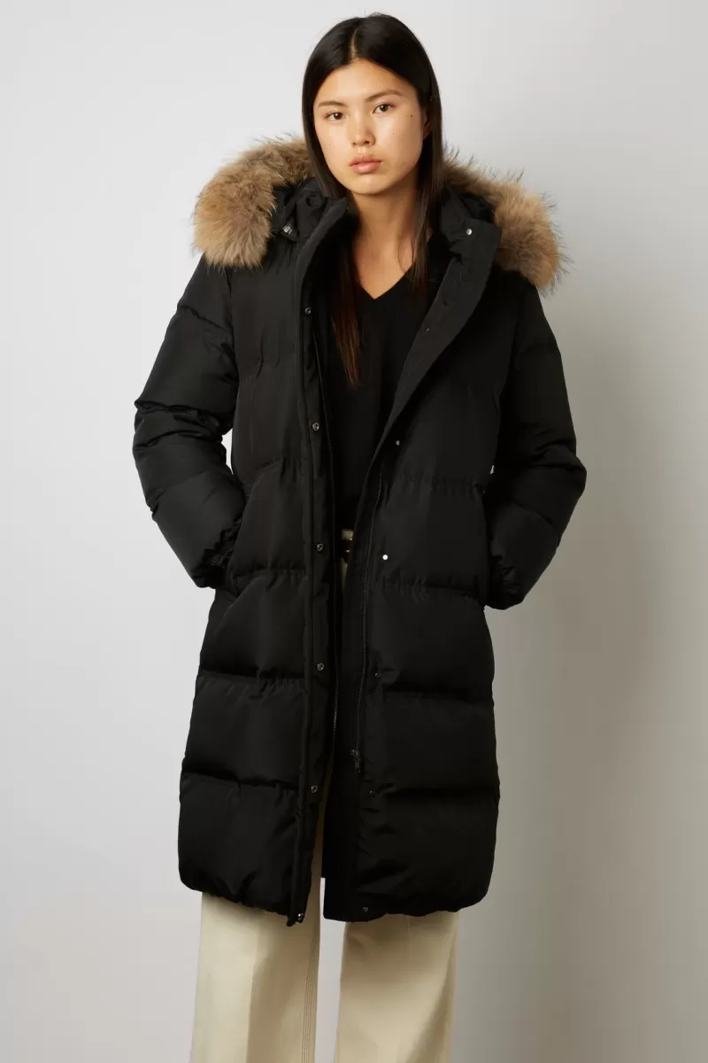 Long down jacket with fur collar - SWENN | Gerard Darel Cheap