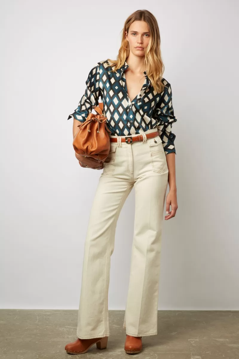 Lozenge print satin feel shirt - CARLA | Gerard Darel Discount