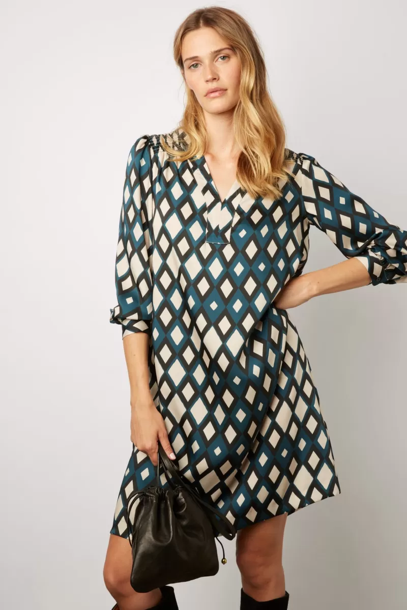 Lozenge print straight mini dress - JEMY | Gerard Darel Online