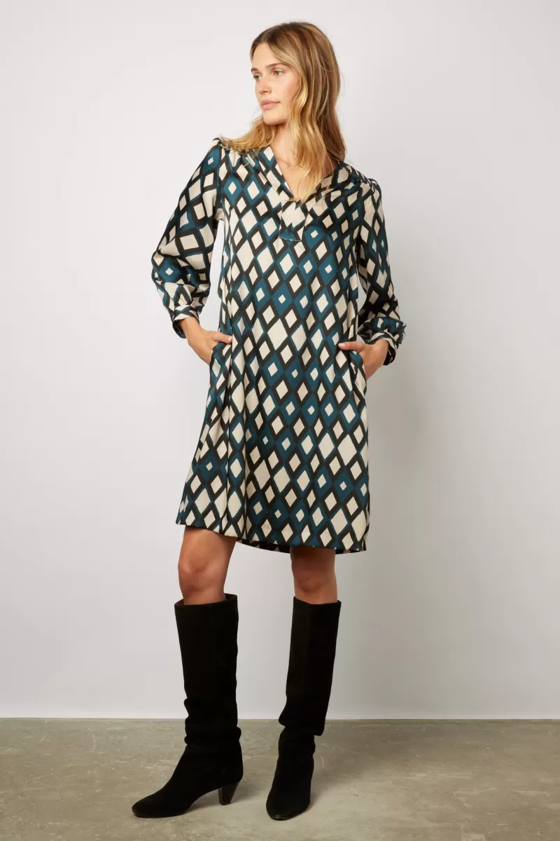 Lozenge print straight mini dress - JEMY | Gerard Darel Online