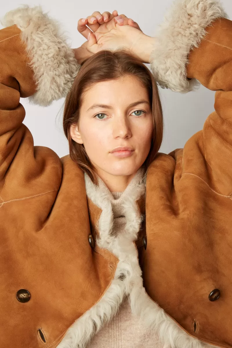 Mid-length shearling coat - MAGALI | Gerard Darel Store