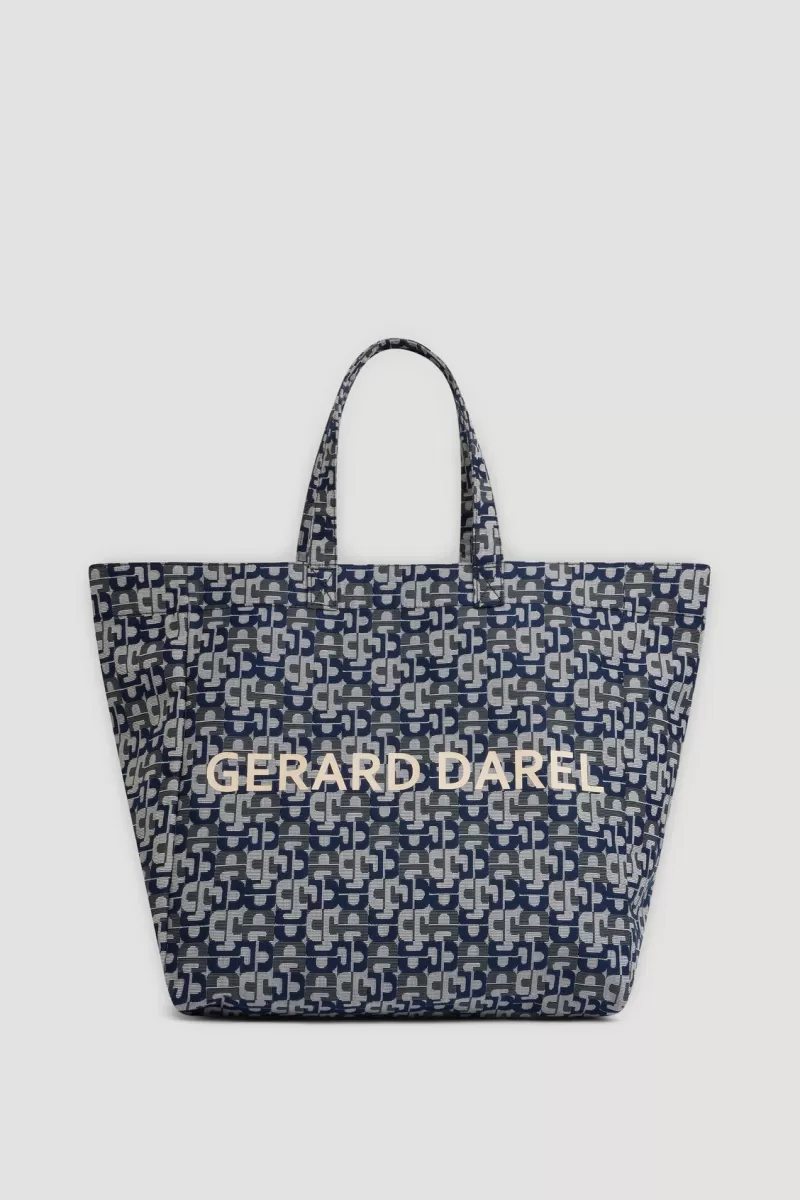 Navy jacquard tote bag - LOLA | | Gerard Darel New