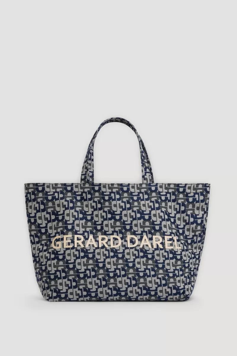 Navy jacquard tote bag - LOLITA | | Gerard Darel Best Sale
