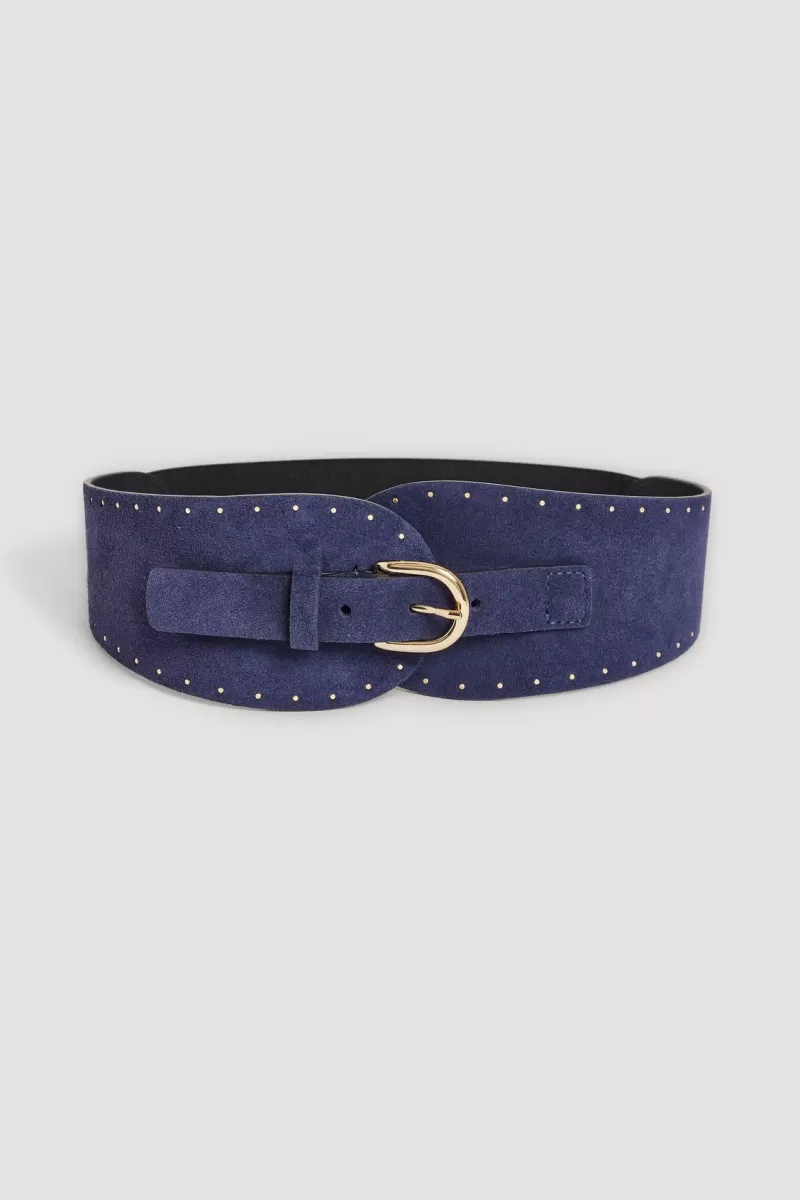 Navy leather corset belt - OLYMPE | | Gerard Darel Store