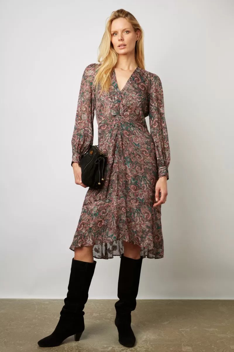 Paisley print midi dress with lurex - JAELYN | Gerard Darel Shop