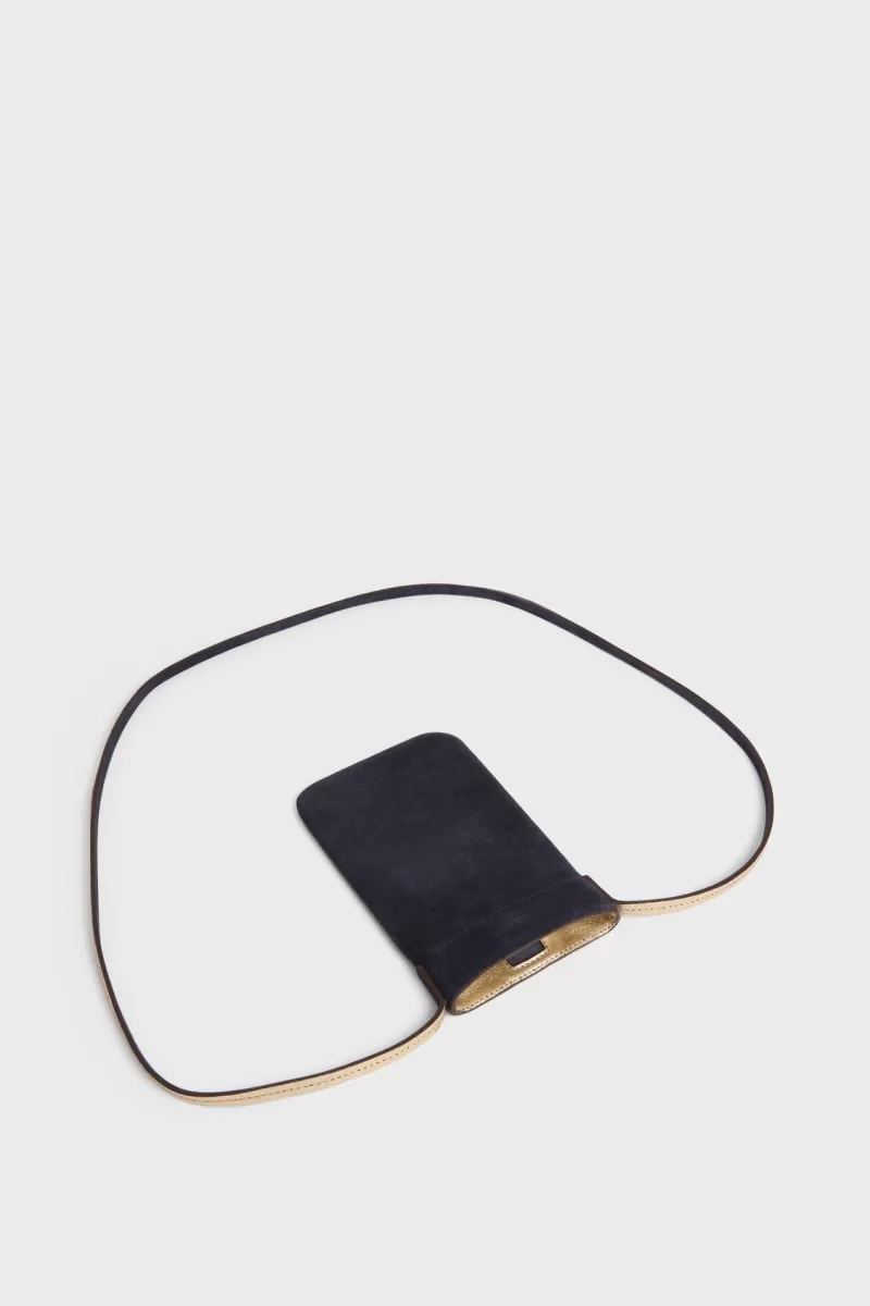 Phoneholder in suede leather metallic inside - LADYPHONE | Gerard Darel Shop