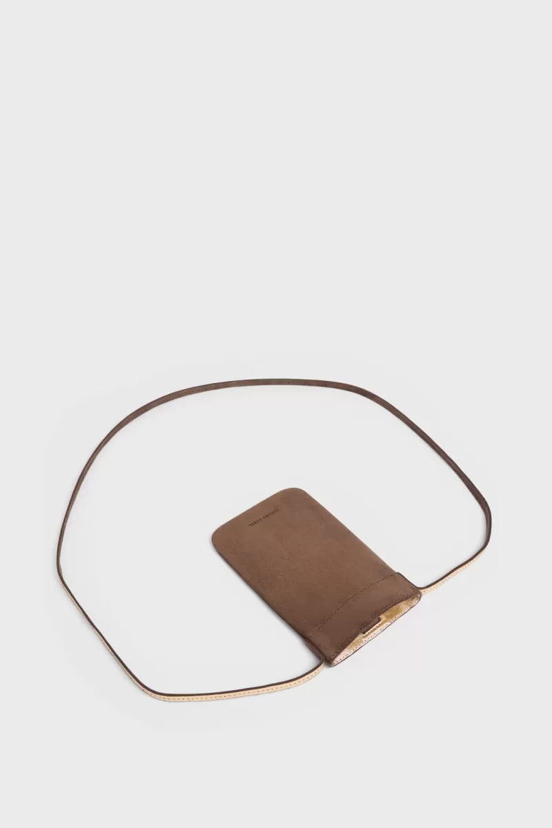 Phoneholder in suede leather metallic inside - LADYPHONE | Gerard Darel Best Sale