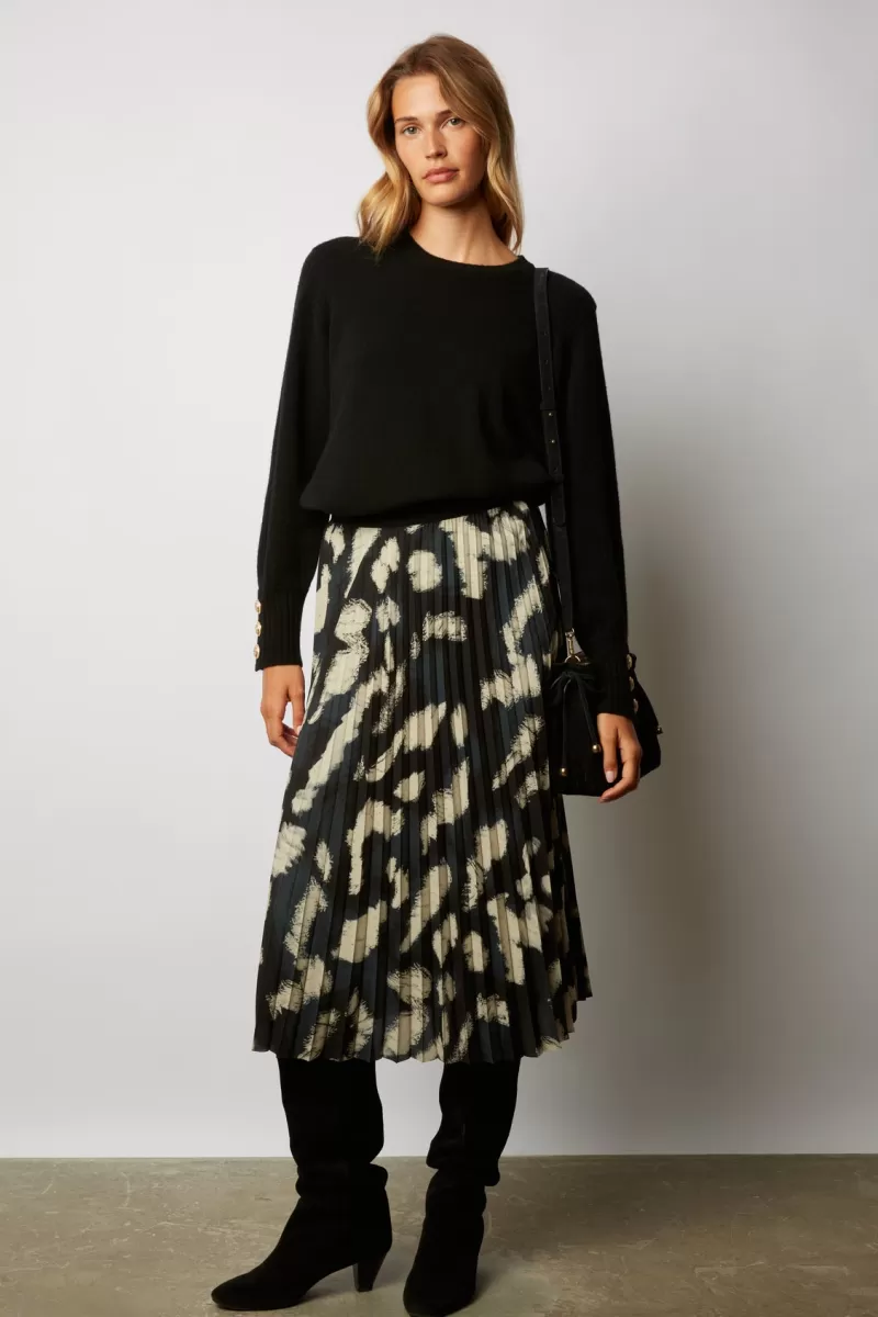Pleated midi skirt with contrasting print - BALKISS | Gerard Darel Fashion