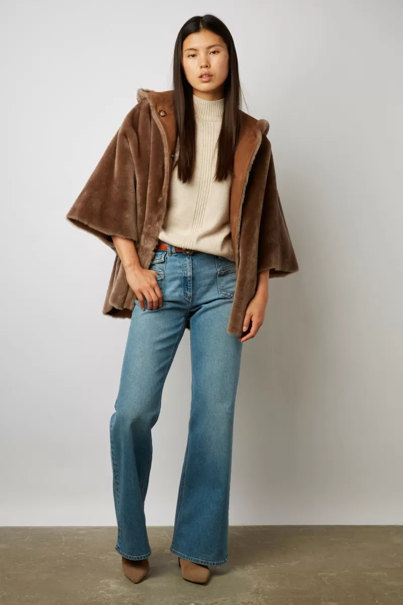 Reversible shearling cape coat - MADDIE | Gerard Darel Cheap