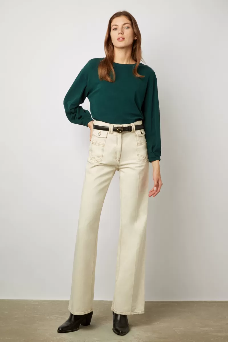 Round neck long sleeve T-shirt in cotton and modal - ADELYS | Gerard Darel New