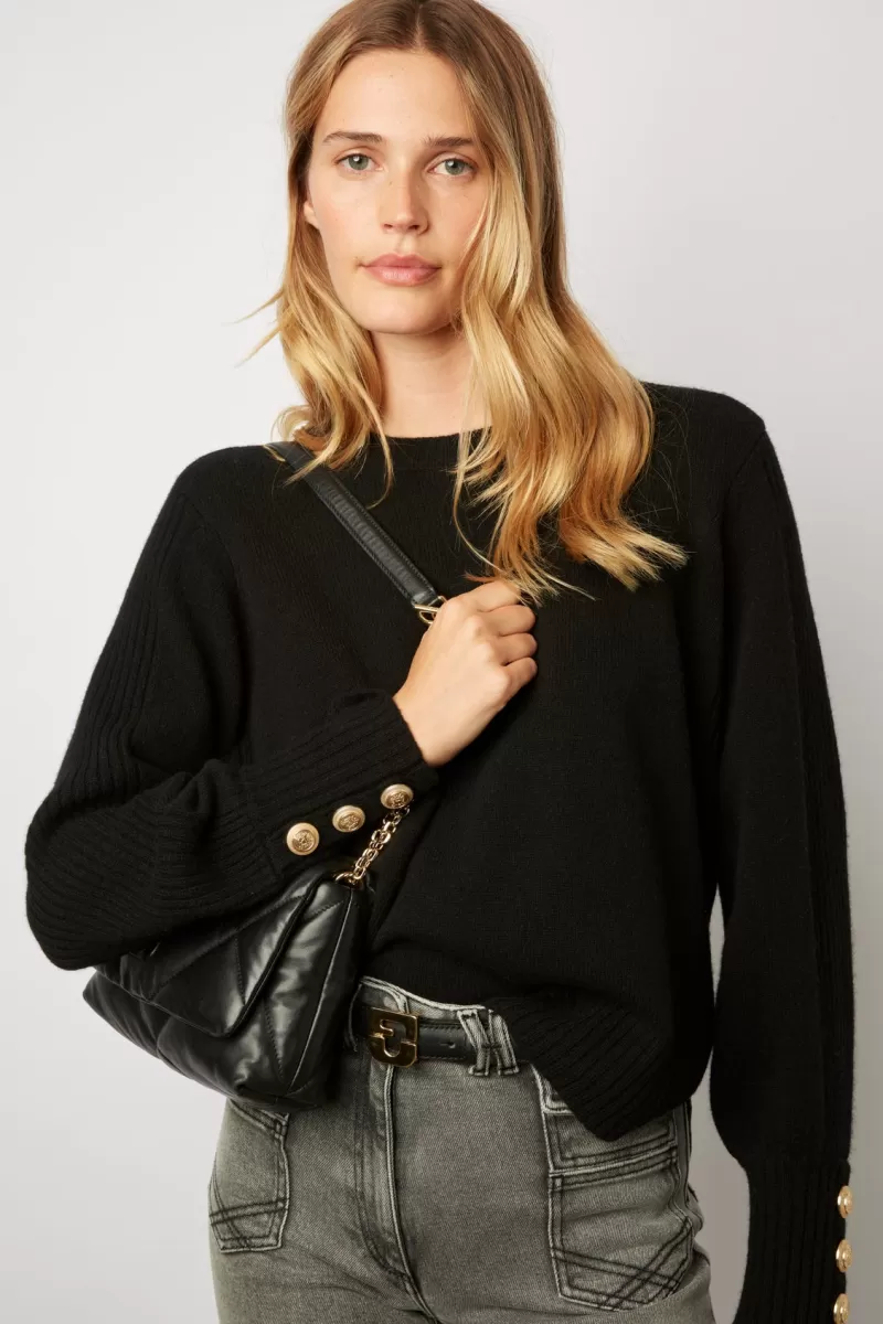 Round neck wool sweater with gold-tone buttons - LEILANIE | Gerard Darel Hot