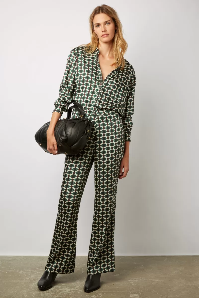 Satin feel shirt with vintage style geometric print - CARLA | Gerard Darel New