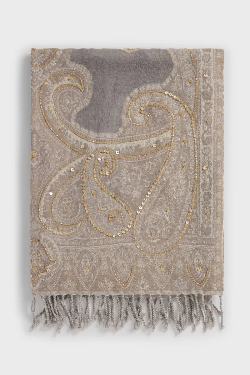 Sequined paisley print scarf - GENEVIA | Gerard Darel Fashion