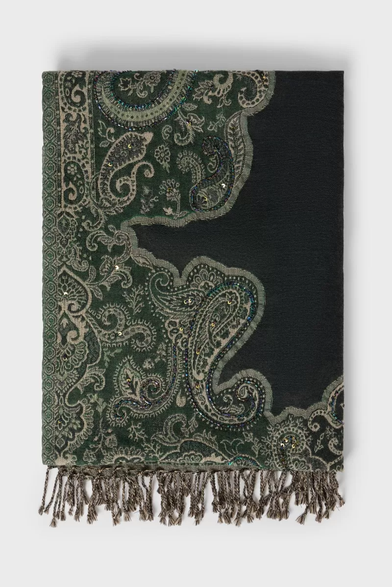 Sequined paisley print scarf - GENEVIA | Gerard Darel Clearance