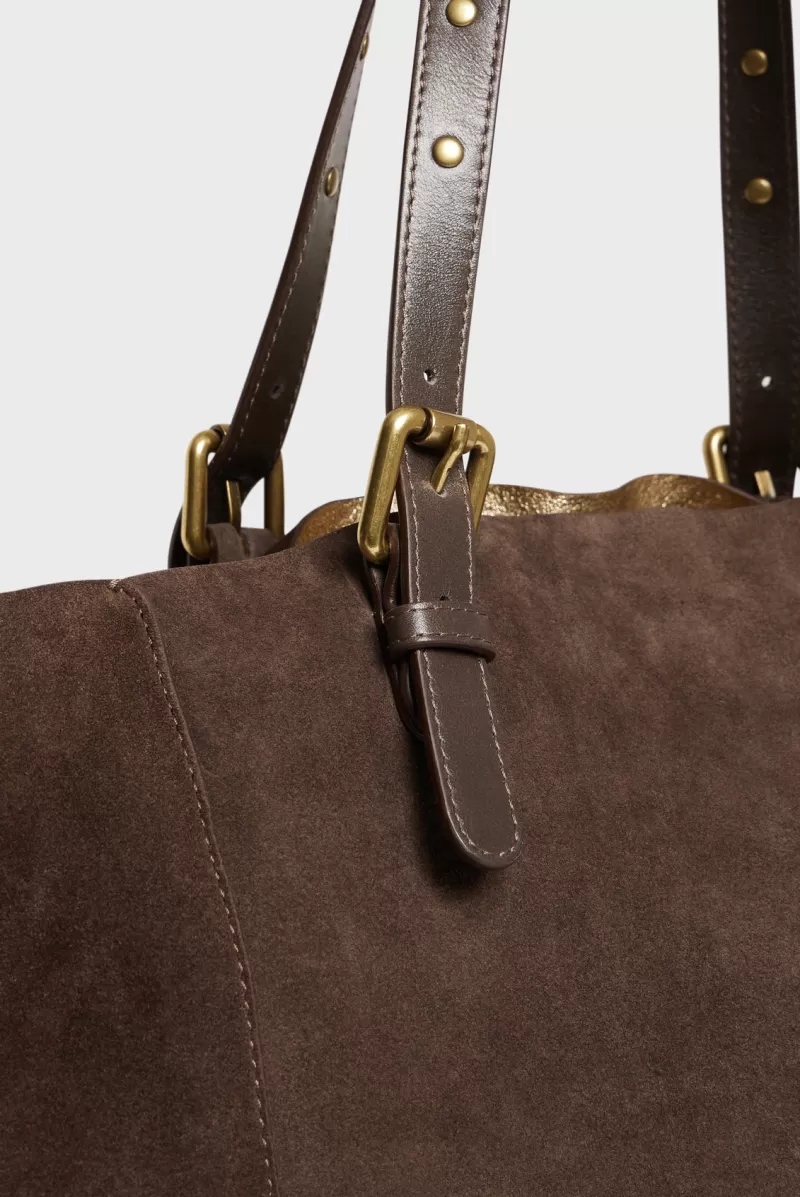 Shopping bag in suede leather metallic inside- SIMPLE BAG | Gerard Darel New