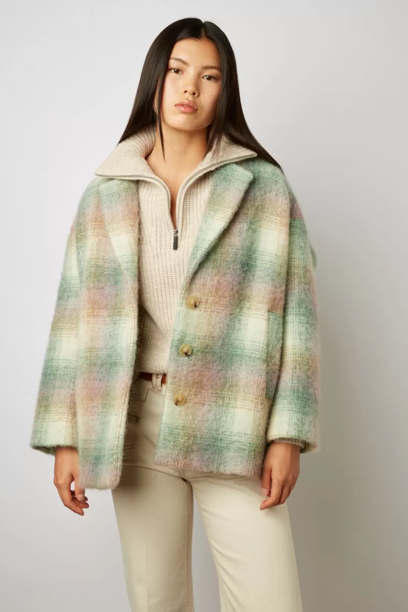 Short check coat in wool blend - SAHORY | Gerard Darel Best
