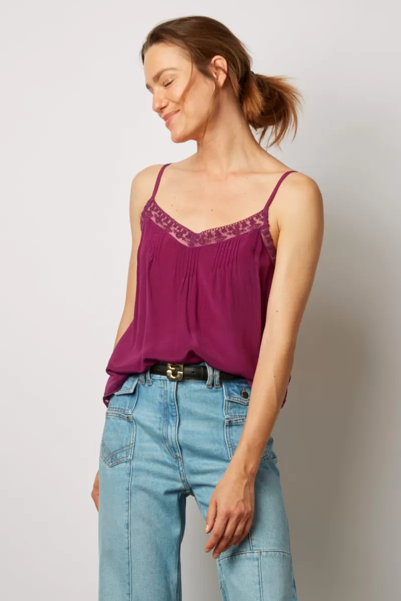 Silk and lace tank top - CLARA | Gerard Darel Sale