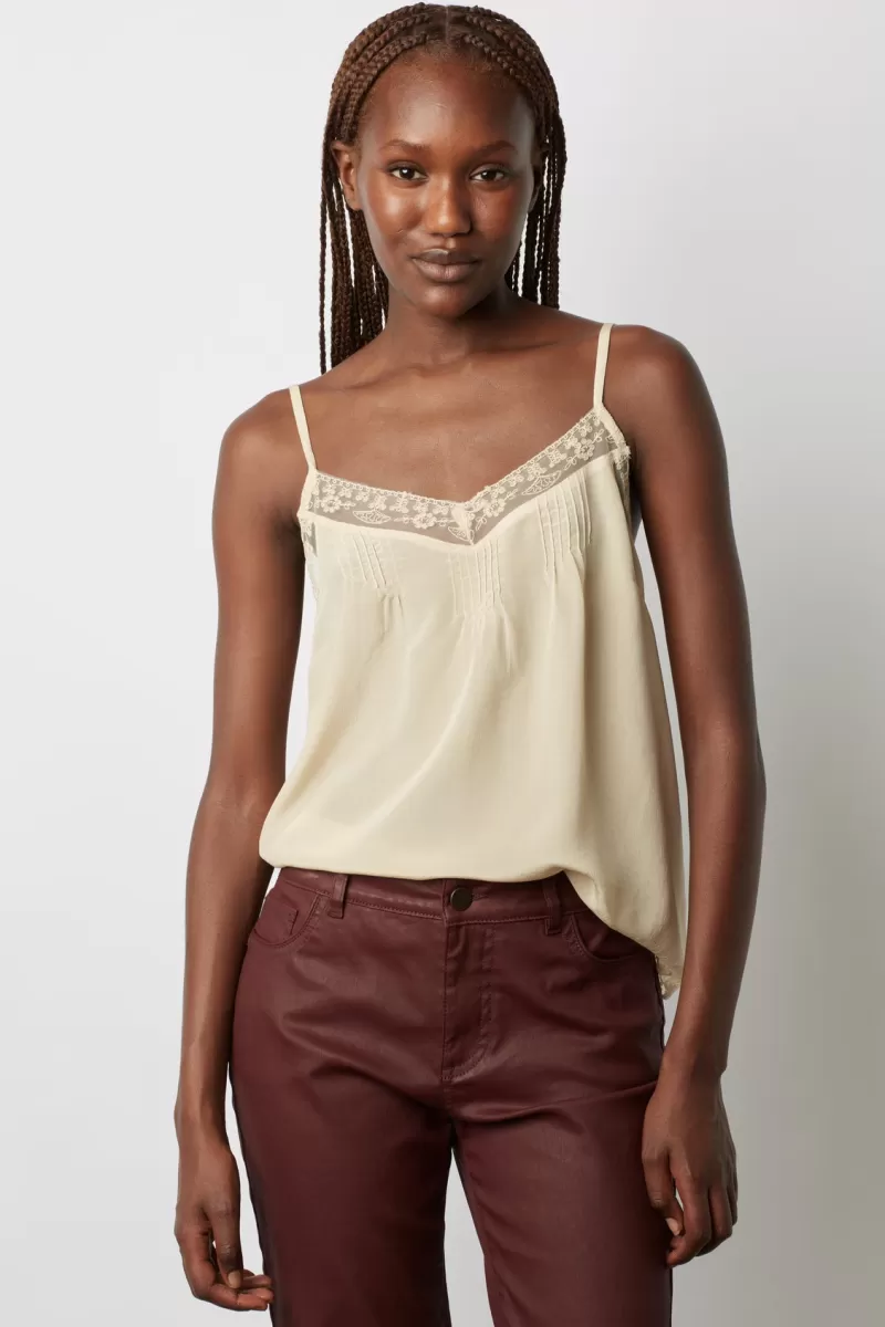 Silk and lace tank top - CLARA | Gerard Darel Sale