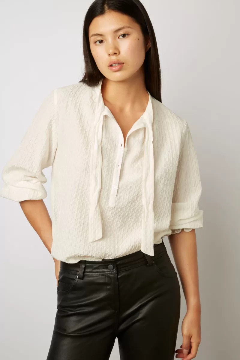 Silk blend blouse with tied collar | Gerard Darel Clearance