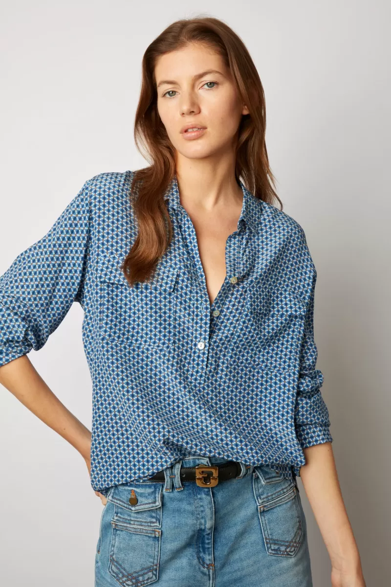 Silk geometric print blouse - CARINE | Gerard Darel Sale