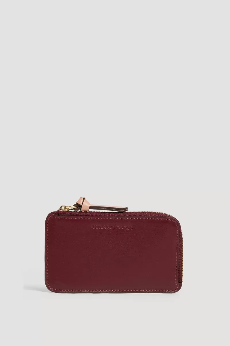 Smooth burgundy leather card holder - CARDHOLDER | | Gerard Darel Discount