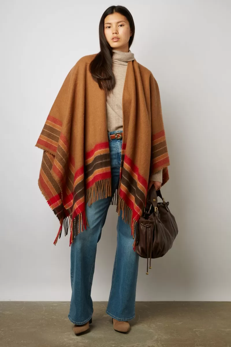 Striped wool blend poncho - GEENA | Gerard Darel Flash Sale