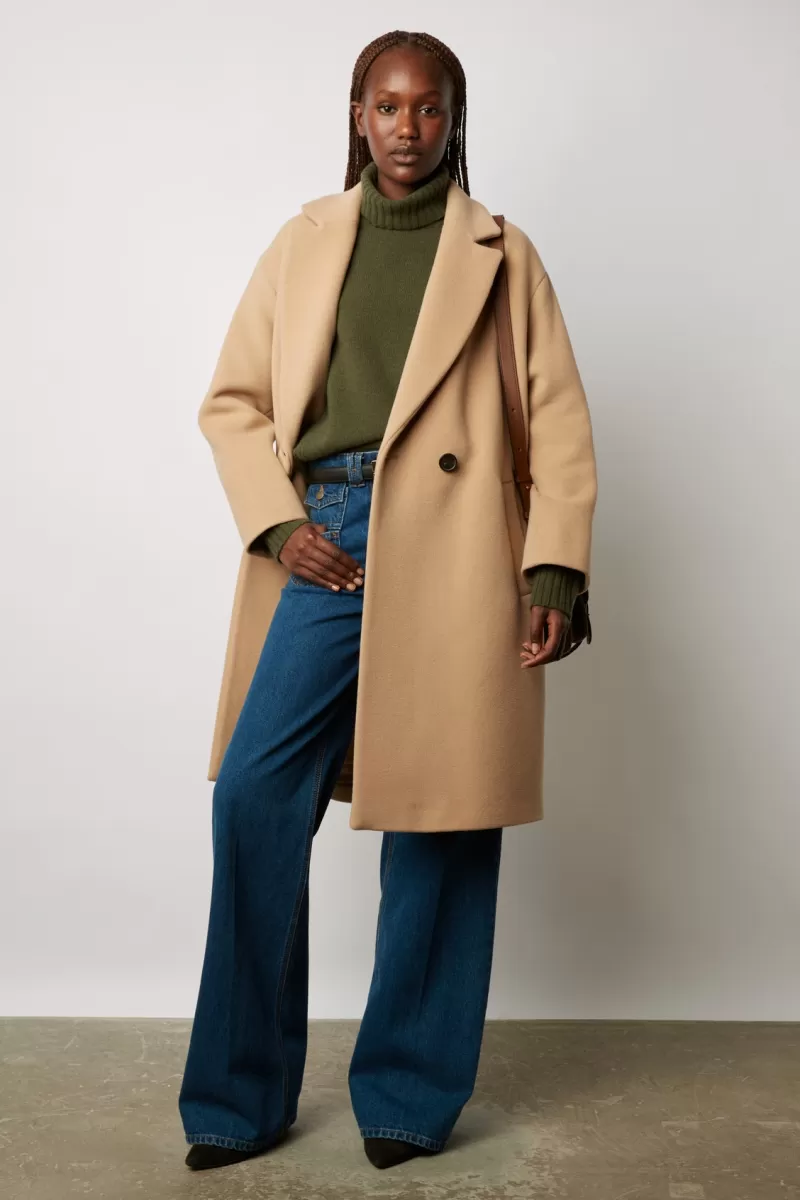 Timeless double-breasted coat in virgin wool blend - SEYLIA | Gerard Darel Discount