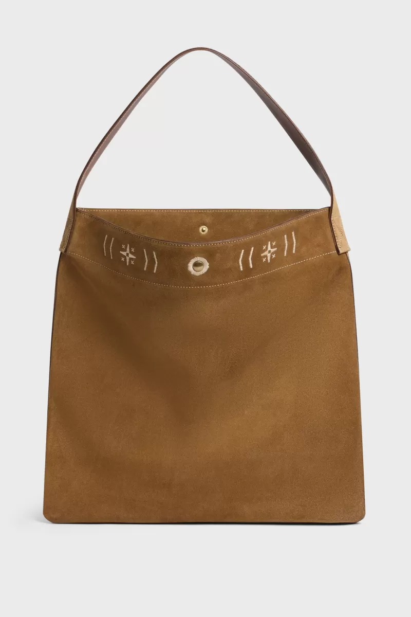 Totebag in suede leather with embroideries - LADY | Gerard Darel Fashion